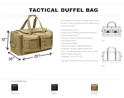 Tactical Gear bag Heavy Duty Duffel Gym bag/Tactical Backpack Custom Embroidered with your own text (Black - Duffel Bag) - color: Black - Duffel Bag