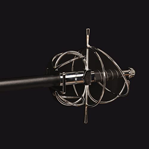 43.5" Unsharpened Renaissance Rapier Sword, Swept Hilt Stainless Steel Fencing Sword with Black Scabbard for LARP, Cosplay, Collection & Costume Display - style: Style 1