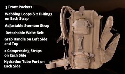 Large Tactical Backpack Bag For Hiking,Camping,Travel,Bug-Out 55L - color: Camo