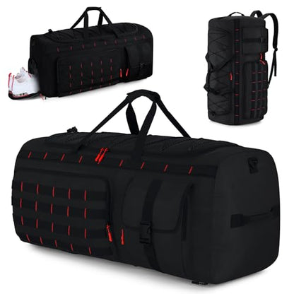 Gonex 90L Large Duffel Bag, Convertible Travel Sports Duffle - color: Black with Red Accents, size: 90L