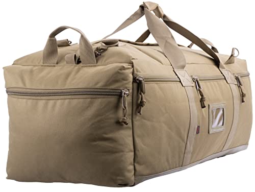 Large Military Duffle Bag Tactical Gear Load Out Bag Deployment Cargo Bag Travel Sports Equipment Duffel Luggage Bag with Backpack Straps 90L - color: COYOTE TAN