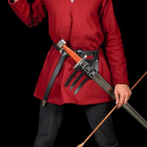 Mythrojan Medieval Sword Frog Adventurer with Leather Holder for Universal Rapier, Broadsword, Cutlass - style: Right Handed - Black (6" X 5")
