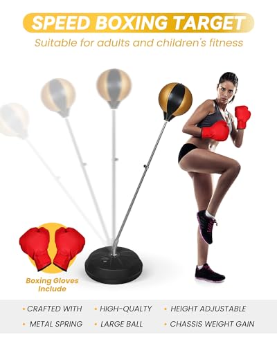 INNOLIFE Fitness Reflex Bag, Boxing Bag for Adults and Teens - color: black gold