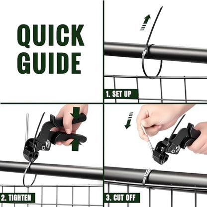 Stainless Steel Cable Tie Gun & 100pcs 12in Black Metal Zip Ties - color: 100pcs Black Kit