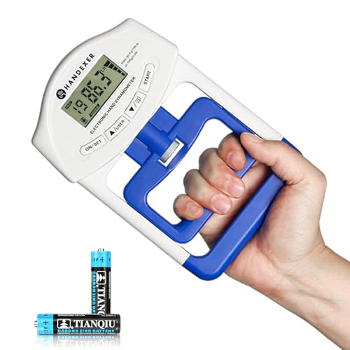 Digital Grip Strength Tester, 198 lb Hand Dynamometer, Blue