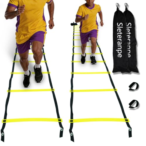 20ft Agility Ladder Training Ladder Speed - color: 2 Pack-Yellow