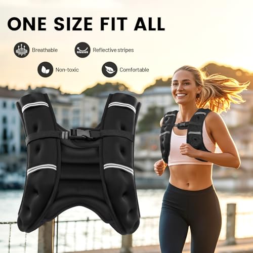 Wolliwa 6lb/8lb/12lb/16lb/20Lb Weighted Vest Woman Men - color: Black, size: 8 Lbs