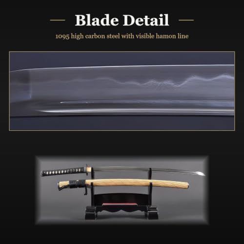 Katana Samurai Sword, 1045 Carbon Steel, Hand Forged, Full Tang - color: Bamboo and Bamboo Pattern Saya
