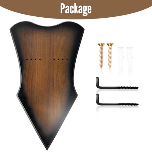 Sword Plaque Wall Mount Vertical Display Holder Adjustable Stand for Bow Medieval Dagger Axe (1pcs Large Brown) - color: 1pcs Large Brown