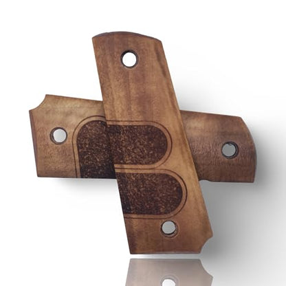 Art Series 1911 Pistol Grips – Handcrafted Walnut Wood Panels with Unique Engraved Designs | Oil Finish | Fits Full-Size 1911 Clones - color: Twin Fields