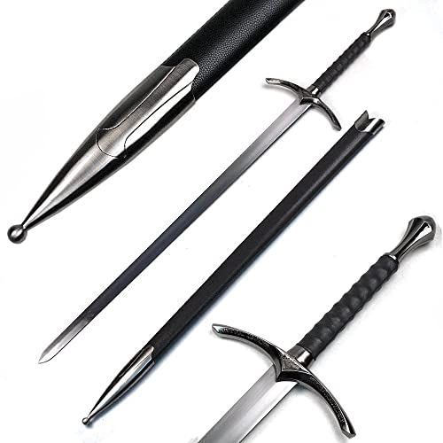 Ace Martial Arts Supply 36" Medieval Knight Arming Sword with Scabbard – Unsharpened Stainless Steel for Cosplay & Display - color: Chivalry Ring
