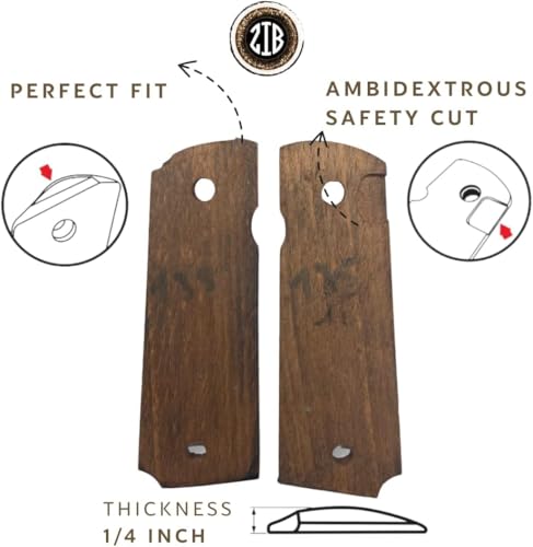 Art Series 1911 Pistol Grips – Handcrafted Walnut Wood Panels with Unique Engraved Designs | Oil Finish | Fits Full-Size 1911 Clones - color: Cross Texture