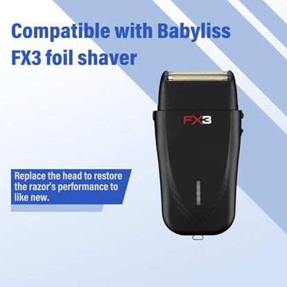 Replacement Head and Blades Compatible with BaByliss Pro FX3 Foil Shaver - color: Black 2 Pack