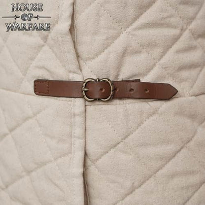 Medieval Gambeson Men Jacket | Padded Gambeson Coat 13th Century 2-Layer – Quilted Cotton Arming Wear - color: Ecru, size: Small