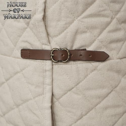 Medieval Gambeson Men Jacket | Padded Gambeson Coat 13th Century 2-Layer – Quilted Cotton Arming Wear - color: Ecru, size: Large