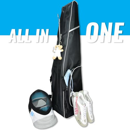 Fencing Bag with Wheels - Draw-bar Rolling Fencing Bag - Fencing Bags with Integrated Plate and Wheels - color: Black