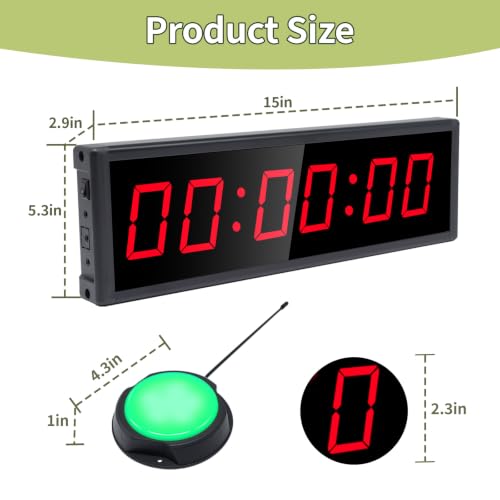 Digital Timer, Interval Timer with Wireless Button & Remote for Outdoors - color: Red With One Button