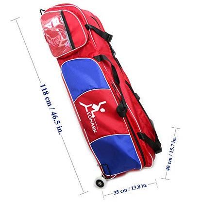 LEONARK Fencing Draw-bar Wheel Bag for Epee Saber and Foil - Hema Sword Bag Trolley Case for Fencing Suit and Mask - color: Oster Red