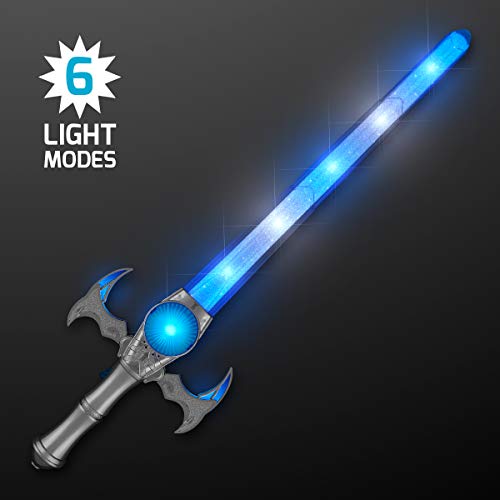 Light Up Medieval Toy Sword with Icy Blue & White LED Lights