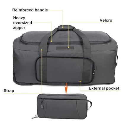 Military Wheeled Deployment Bag Large Tactical Heavy Duty Duffel Bag 124L - color: Grey