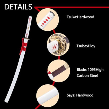 Handmade Sharp Katana, Traditional Clay Tempered 1060/9260/T10 Steel, Full Tang Real Katana Sword, Authentic Japanese Craft Samurai Sword - color: Dragon Red