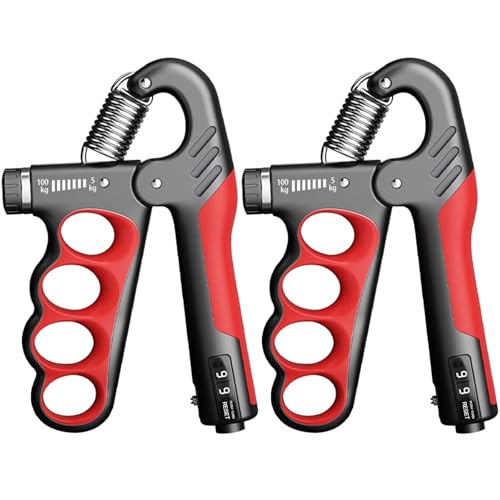 Grip Strength Trainer Forearm Strengthener, 2 Pack, 11-220 lbs adjustable - color: Red