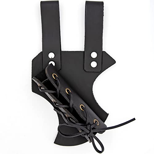 Armory Replicas™ - Genuine Bovine Leather Hawk Wood Sword Frog - Medieval Inspired Adjustable LARP Sabre Rapier Sword Weapon Frog Holster Holder Accessory - color: Black, style: Right