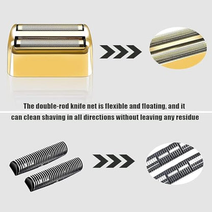 Shaver Replacement Foil and Cutters compatible with BaBylissPRO Barberology Double FXFS2 (4PC Gold) - color: 4PC Gold