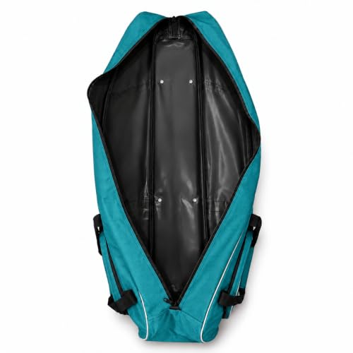 Fencing Bag with Wheels, Rolling Fencing Bag for Foil Epee Saber, Long Sword Carrier for HEMA and Fencing Gear, Side Pocket and Carry Handles - color: Lake Blue