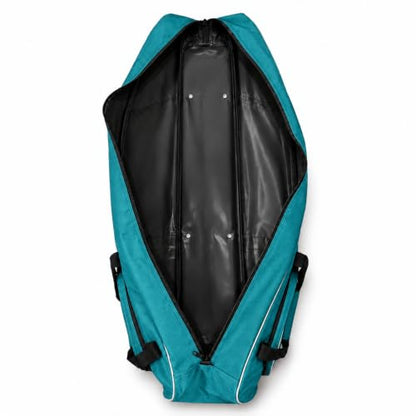 Fencing Bag with Wheels, Rolling Fencing Bag for Foil Epee Saber, Long Sword Carrier for HEMA and Fencing Gear, Side Pocket and Carry Handles - color: Lake Blue
