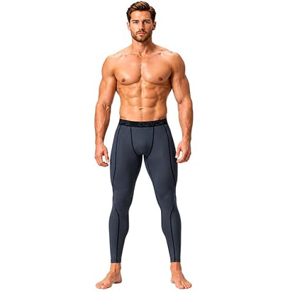 DEVOPS 2-3 Pack Men's Compression Pants Leggings Tights Pocket/Non-Pocket - color: 0# (Basic) - Black / Charcoal, size: X-Large