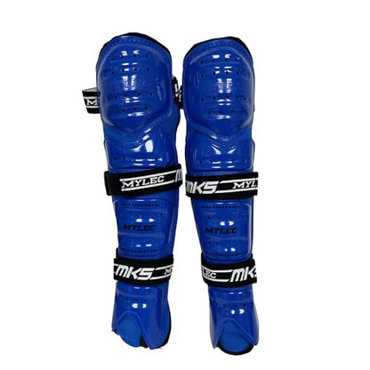 MyLec MK5 Street/DEK Shin Pad, Lightweight & Durable Hockey Accessories, 360° Straps, Hard Front Shells, Breathable Material, Metatarsal Padding Ice Hockey Shin Guards, Foam Rubber - color: Blue, size: 15"