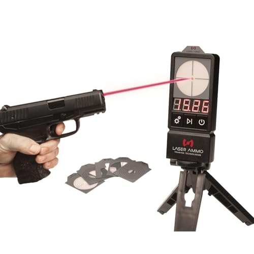 LaserPET™ II Electronic Target Shooting Training System w/ 9mm SureStrike™ Laser Cartridge | Reactive Dry Fire Trainer w/ Shot Timer for Accuracy & Skill Development - size: Red Visible Cartridge