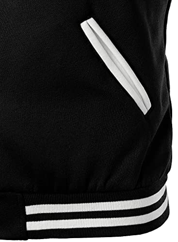 HOOD CREW Man’s Varsity Jacket Cotton Blend Letterman Jackets - color: Black, size: Small
