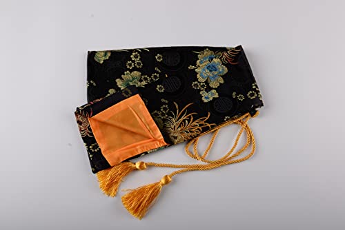 51 Inch Synthetic Silk Nice Pattern Bag with Golden Tassel Cover Carrying for Japanese Samurai Katana Chinese Swords - color: black