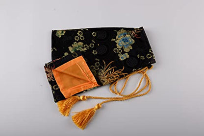 51 Inch Synthetic Silk Nice Pattern Bag with Golden Tassel Cover Carrying for Japanese Samurai Katana Chinese Swords - color: black