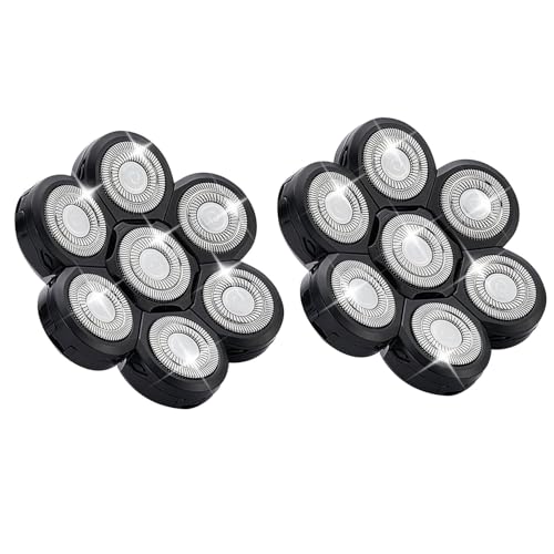 7-Blade Replacement Shaver Heads for Bald Head & Face,2-Pack - color: Black 7 Head/2pcs