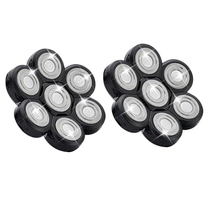 7-Blade Replacement Shaver Heads for Bald Head & Face,2-Pack - color: Black 7 Head/2pcs
