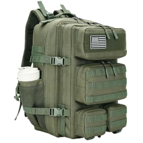 55L Tactical Backpack Heavy Duty Military Rucksack Molle Backpack 3 Day Assault Pack for Work Outdoors - color: Green