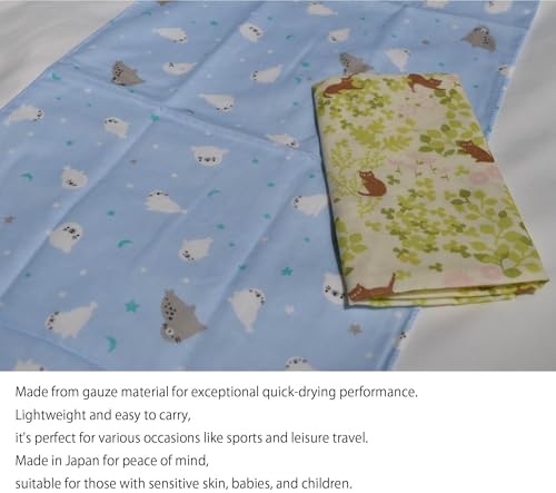 Japanese Gauze Tenugui Towel – 100% Cotton Made in Japan – Quick Dry, Soft & Lightweight Kitchen Tea Towel, Face & Hand Towel for Travel, Gym and Daily Use (1, Cat Ball Pattern Cream, Medium) - color: Cat Ball Pattern Cream