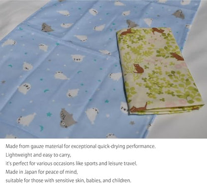Japanese Gauze Tenugui Towel – 100% Cotton Made in Japan – Quick Dry, Soft & Lightweight Kitchen Tea Towel, Face & Hand Towel for Travel, Gym and Daily Use (1, Cat Ball Pattern Green, Medium) - color: Cat Ball Pattern Green