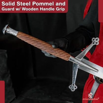 Armory Replicas™ - William Wallace Medieval Swords Collection - Deluxe Claymore Variations with Sheath - Stainless Steel Blade, Leather-Covered Handle - Inspired by Braveheart - style: Scottish Claymore