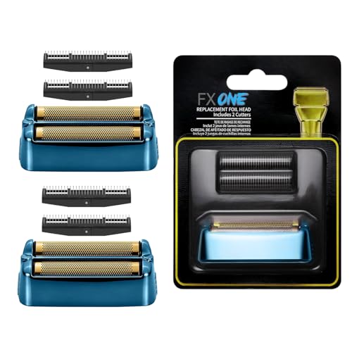 FXONE Shaver Replacement Foil and Cutter Compatible with BaBylissPRO FXONE Double Foil Stick Shaver,FX79RF2G Hypoallergenic Extra-close Shaver Replacement Head (Blue/2 Packs)