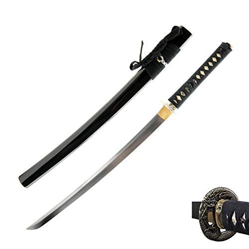 Hand Forged 1045 Carbon Steel Dragon Wakizashi, Full Tang Japanese Sword