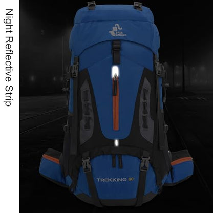 Bseash 60L Hiking Camping Backpack with Rain Cover, Waterproof Large Capacity Outdoor Sport Travel Daypack Climbing Touring (Blue) - color: Blue