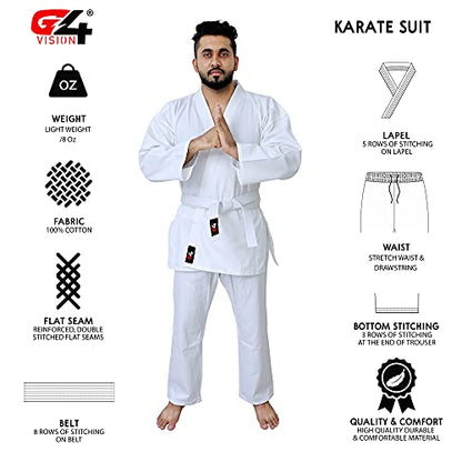 G4 Karate Suit GI Aikido Training Adult Student Uniform Set Free Belt Black White - color: White, size: 3/160cm