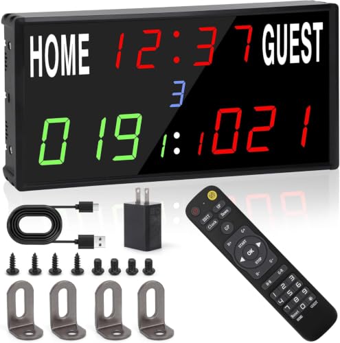 LED Electronic Scoreboard Digital Score Keeper with Remote/Timer/Shot Clock - size: Medium