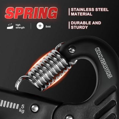 Grip Strength Trainer, Adjustable Resistance Forearm Strengthener with 11-220Lbs (5-100KG), Digital Counter, Ergonomic Hand Gripper Strengthener for Musicians, Athletes & Injury Recovery
