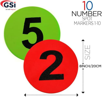 GSi Non-Slip Floor Spot Markers for Sports, Therapy & Classroom - size: 6.⁠ ⁠Number