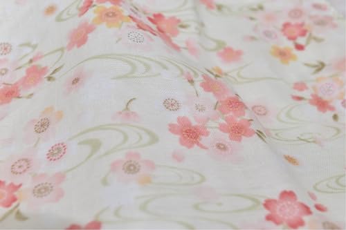 Japanese Gauze Tenugui Towel – 100% Cotton Made in Japan – Quick Dry, Soft & Lightweight Kitchen Tea Towel, Face & Hand Towel for Travel (1, Flowing Water Cherry Blossom Pattern Cream, Medium) - color: Flowing Water Cherry Blossom Pattern Cream